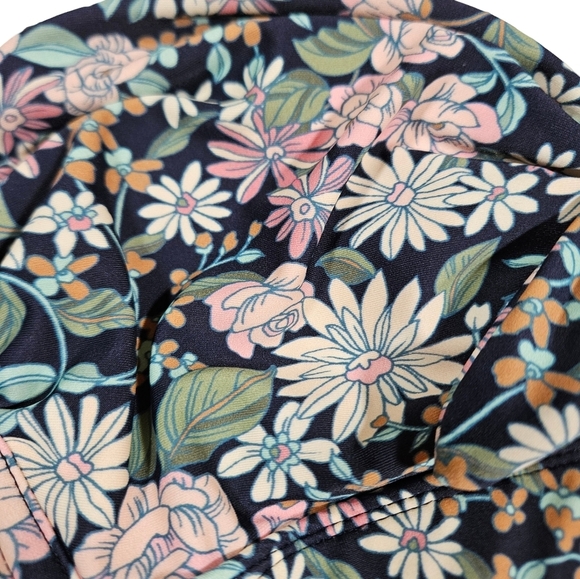 Kona Sol Strapless Bikini Top Dark Blue Floral, 32 D/DD - Picture 9 of 13
